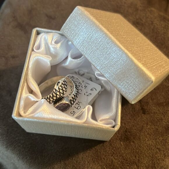 Amethyst Sterling Silver Snake Ring sz9.5 - Picture 9 of 10